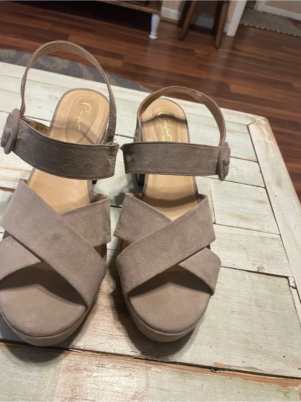 Women’s Taupe Suede Platform Sandals